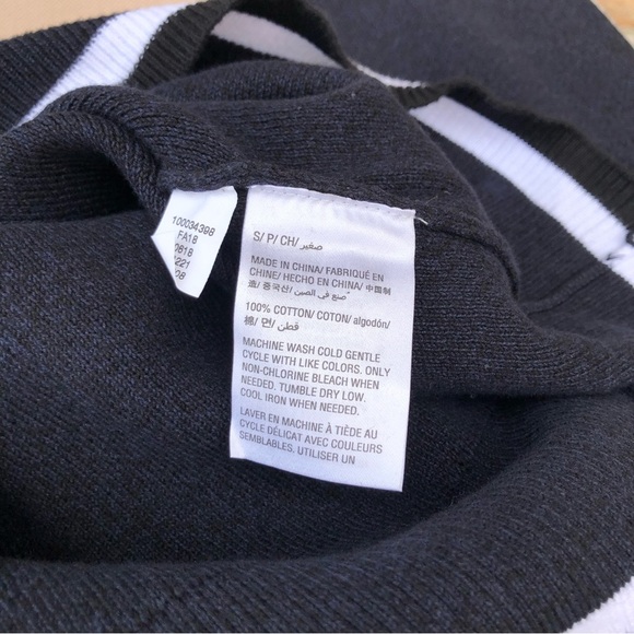 I-N-C 💯 % Cotton Mens Striped Navy White Crew Neck Pullover Sweater S - Picture 8 of 11